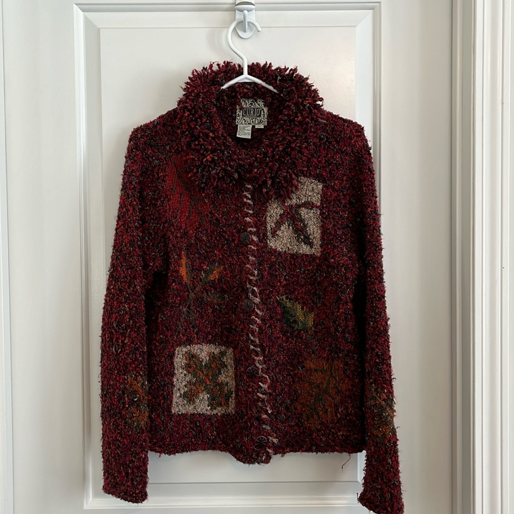 Curio print knit cardigan size medium